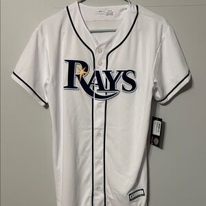 Rays Youth MLB  White Jersey. NWT. 18-20.